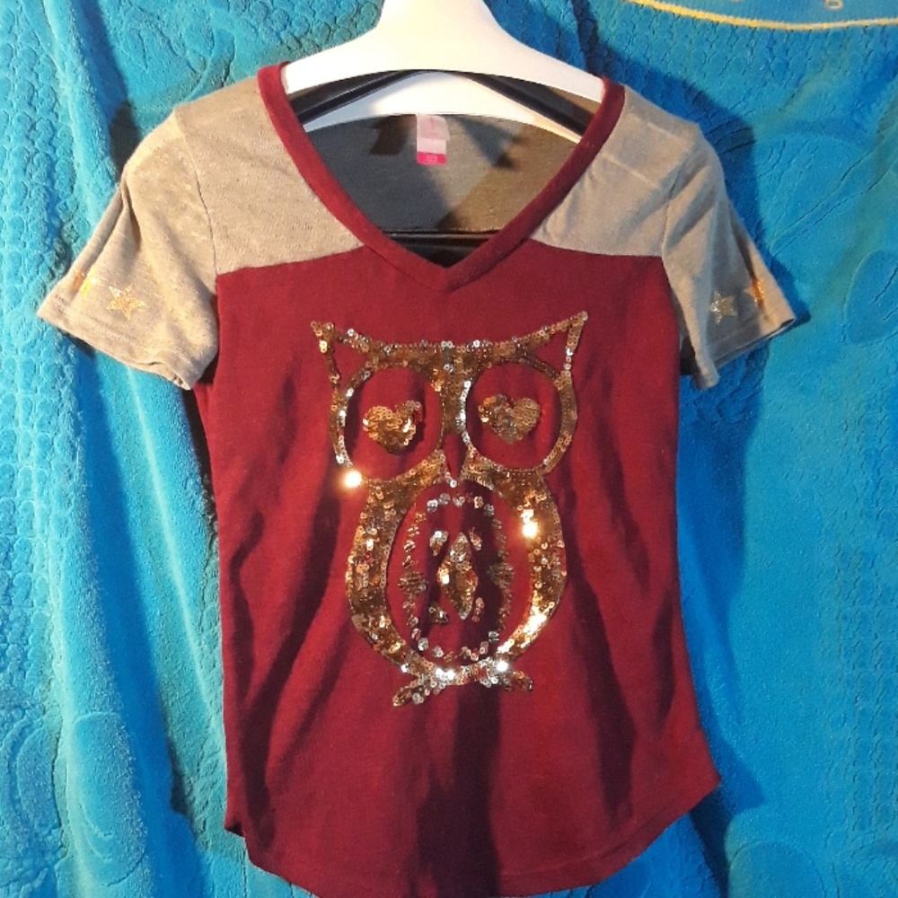 Burgundy Brick Owl Polyester Shirt